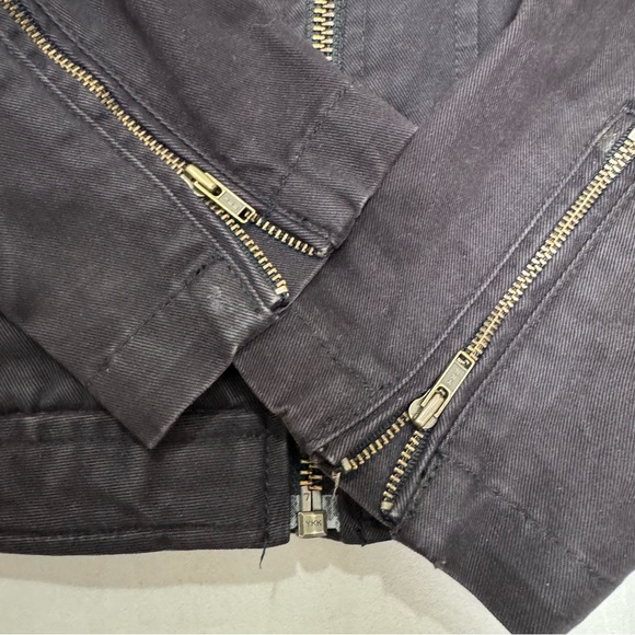 Side Zip Jacket Levi’s Women’s Small S Black Utility Jean Canvas Short - Picture 4 of 7